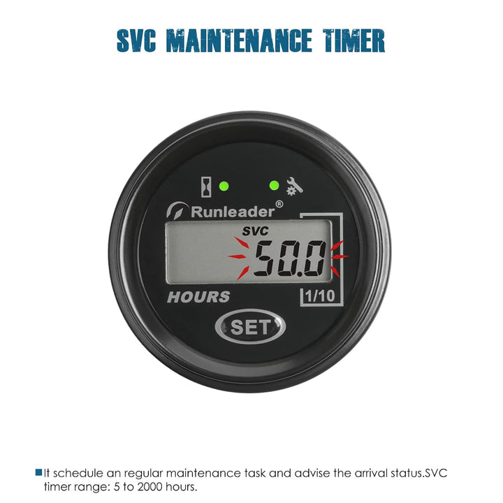 Runleader LCD-Betriebsstundenzähler, AC 85 V bis 250 V und DC 60 V bis 150 V,rücksetzbare TOT-Stunde