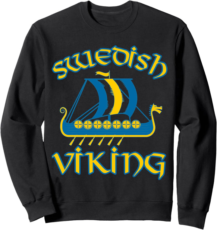 Schwedisches Wikinger-Langes Drachenboot Blau und Gelb Sweatshirt