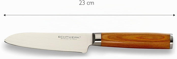 Echtwerk Damastmesser Set 5 teilig, Küchenmesser, Damaszener, Messer mit Holzgriff, Braun/Silber 36