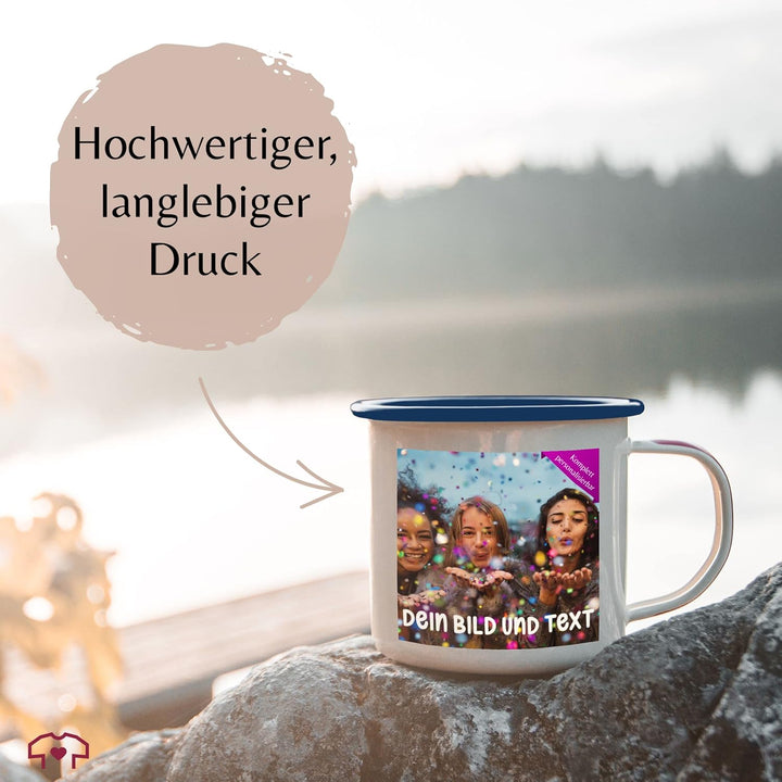 Emaille Tasse Blechtasse - Foto eigenem - Fotogeschenk I Geschenk Bild personalisiert I Geschenk mit