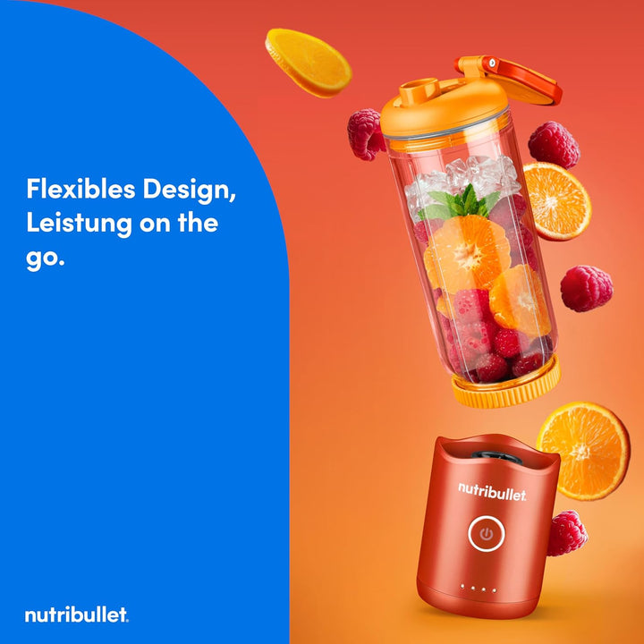 nutribullet Flex 590 ml, tragbarer Mixer mit Trinkdeckel, abnehmbare Klingen, wiederaufladbar mit US