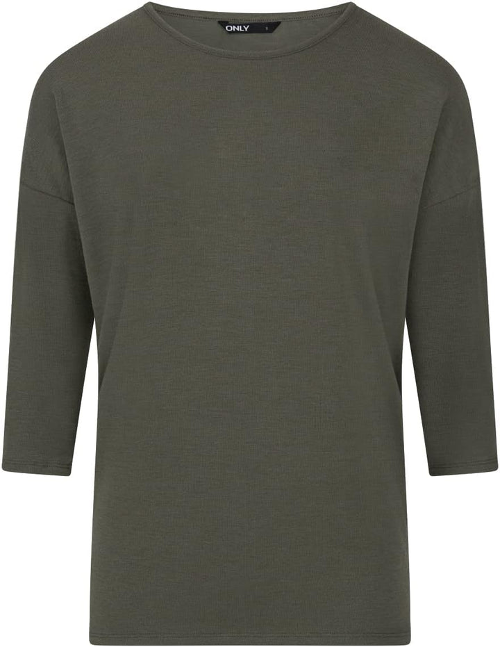 ONLY Damen Top ONLGLAMOUR 2er Pack 3/4 Ärmel Basic Shirt Rundhals Loose Fit Langarmshirt Oberteil Mu