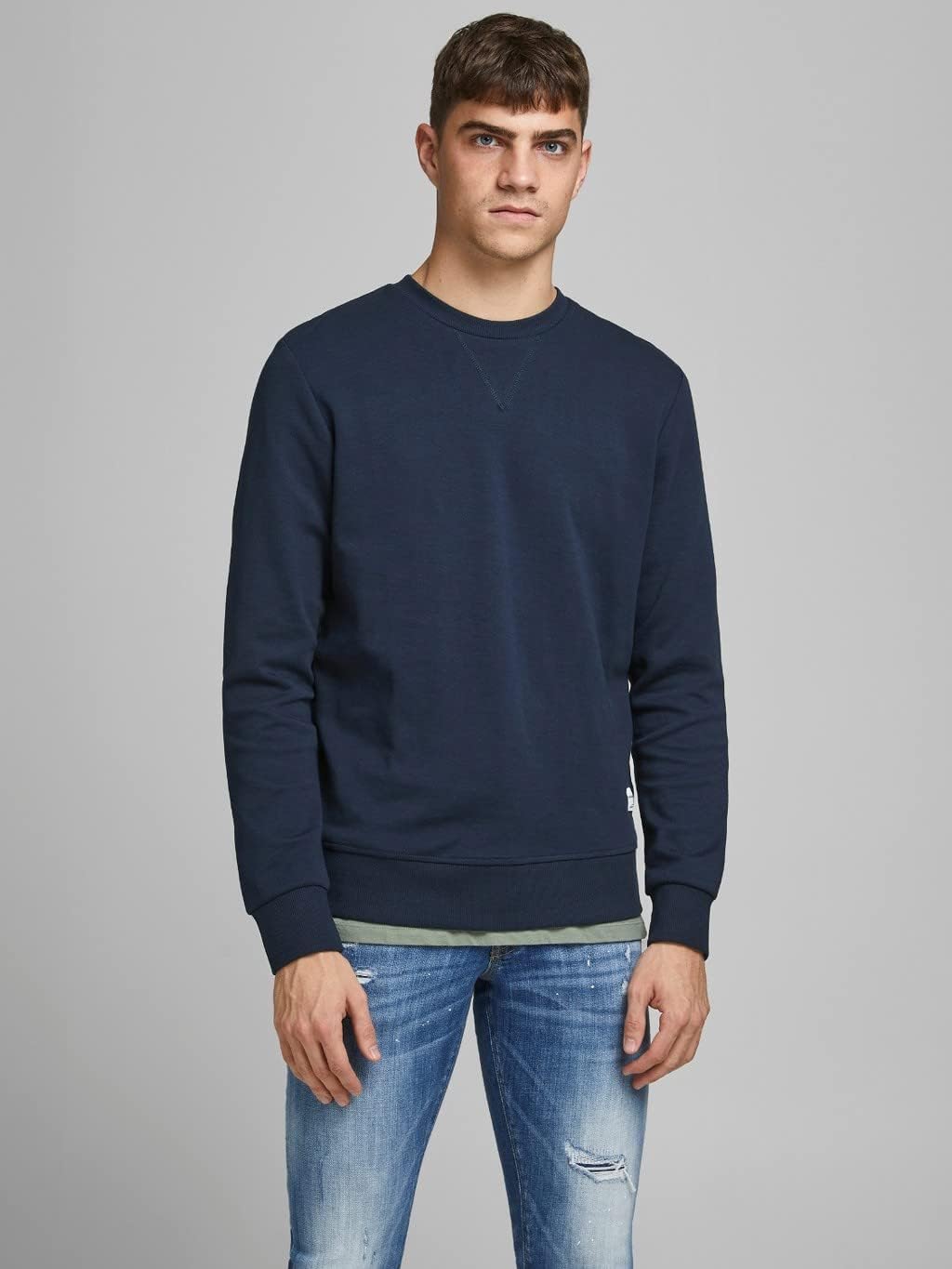 JACK & JONES Herren Jjebasic Sweat Crew Neck Noos Sweatshirt (1er Pack) L Blau, L Blau
