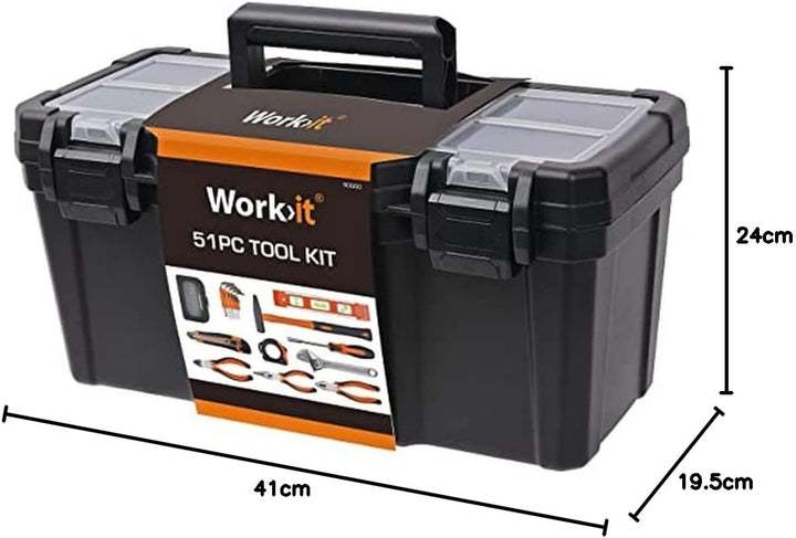 BOXER® Werkzeugkasten gefüllt 51-teilig – Werkzeugkoffer gefüllt mit Hammer, Zangen, Schraubenschlüs
