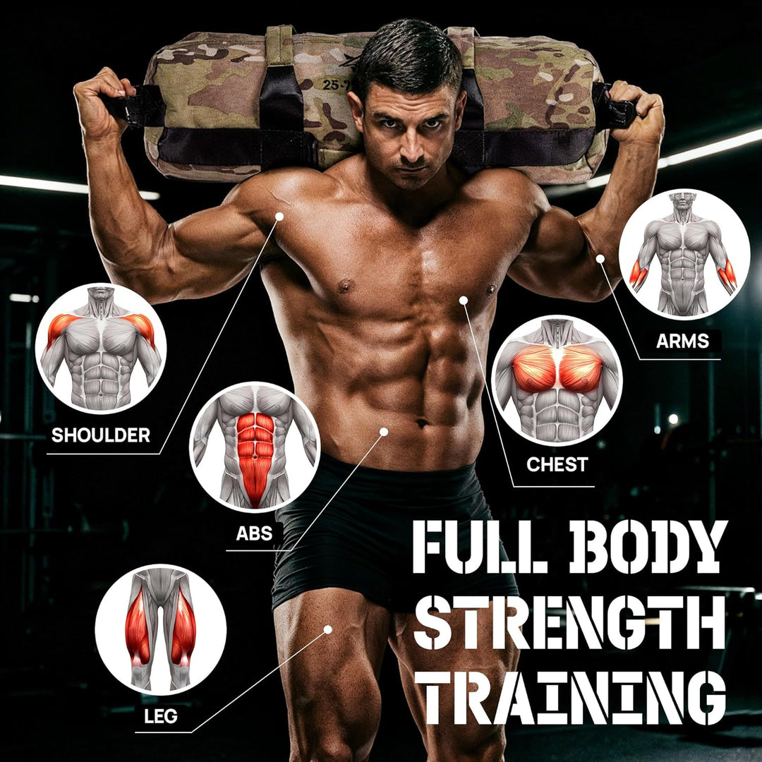 Yes4All Verstellbar Gewichtssack für Fitness mit 7 Griffe - Power bag ideal für Krafttraining, Ungef
