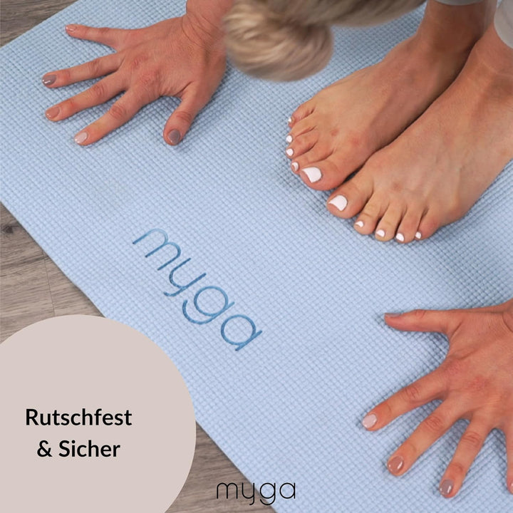 Myga Einsteiger-Yogamatte | Rutschfest & Leicht zu tragen – 4 mm Dicke | Ideal für Yoga, Pilates, Me