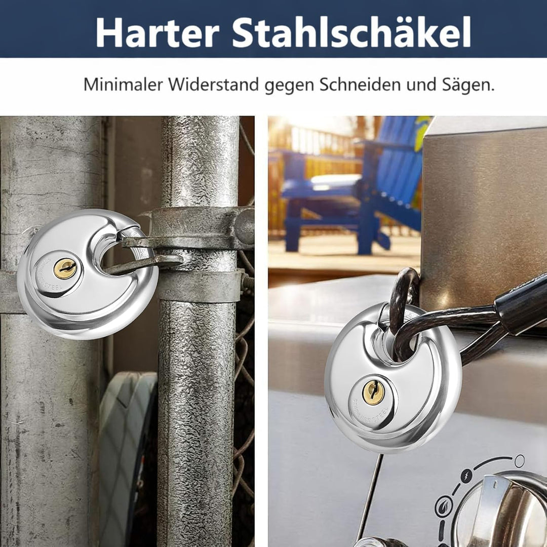 6 Stück Edelstahl Rundschlösser mit 12 Schlüsseln, Gleichschliessende Diskusschlösser, Robustes Wass