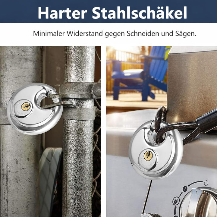 6 Stück Edelstahl Rundschlösser mit 12 Schlüsseln, Gleichschliessende Diskusschlösser, Robustes Wass
