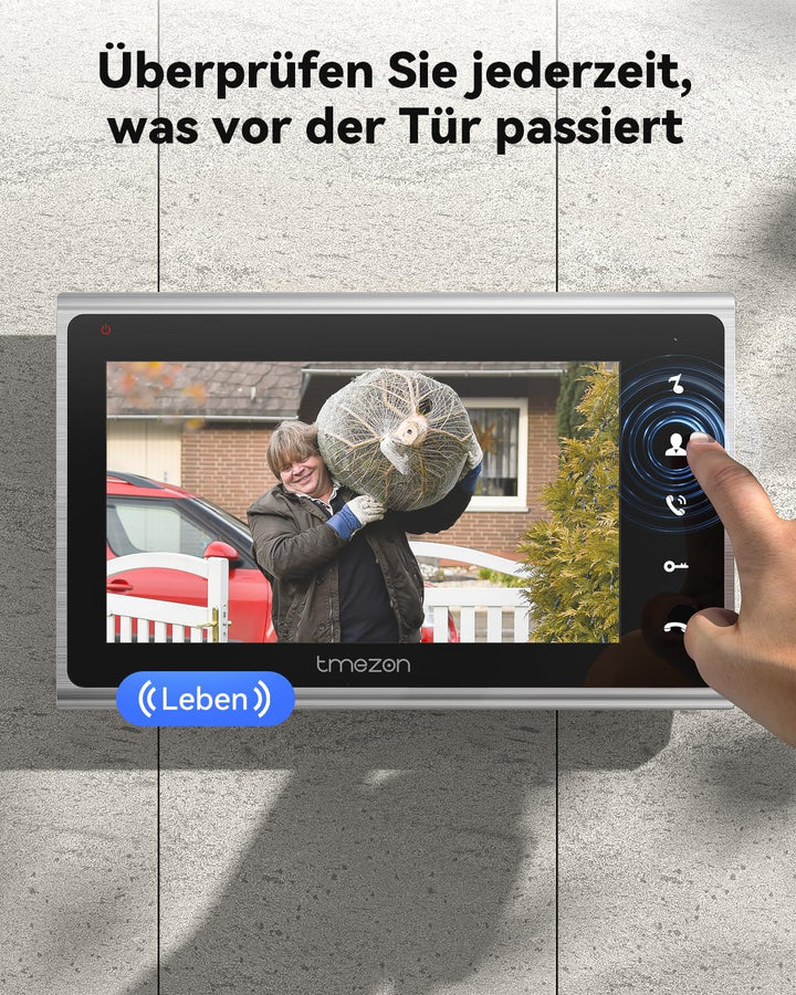 TMEZON Video Türsprechanlage 2 Draht, Türklingel mit Kamera und 7''Monitor,Gegensprechanlage mit Tür