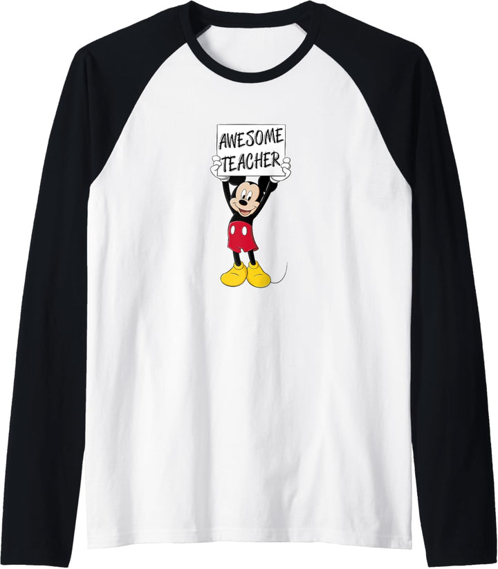 Disney Mickey Mouse Awesome Teacher Sign Raglan