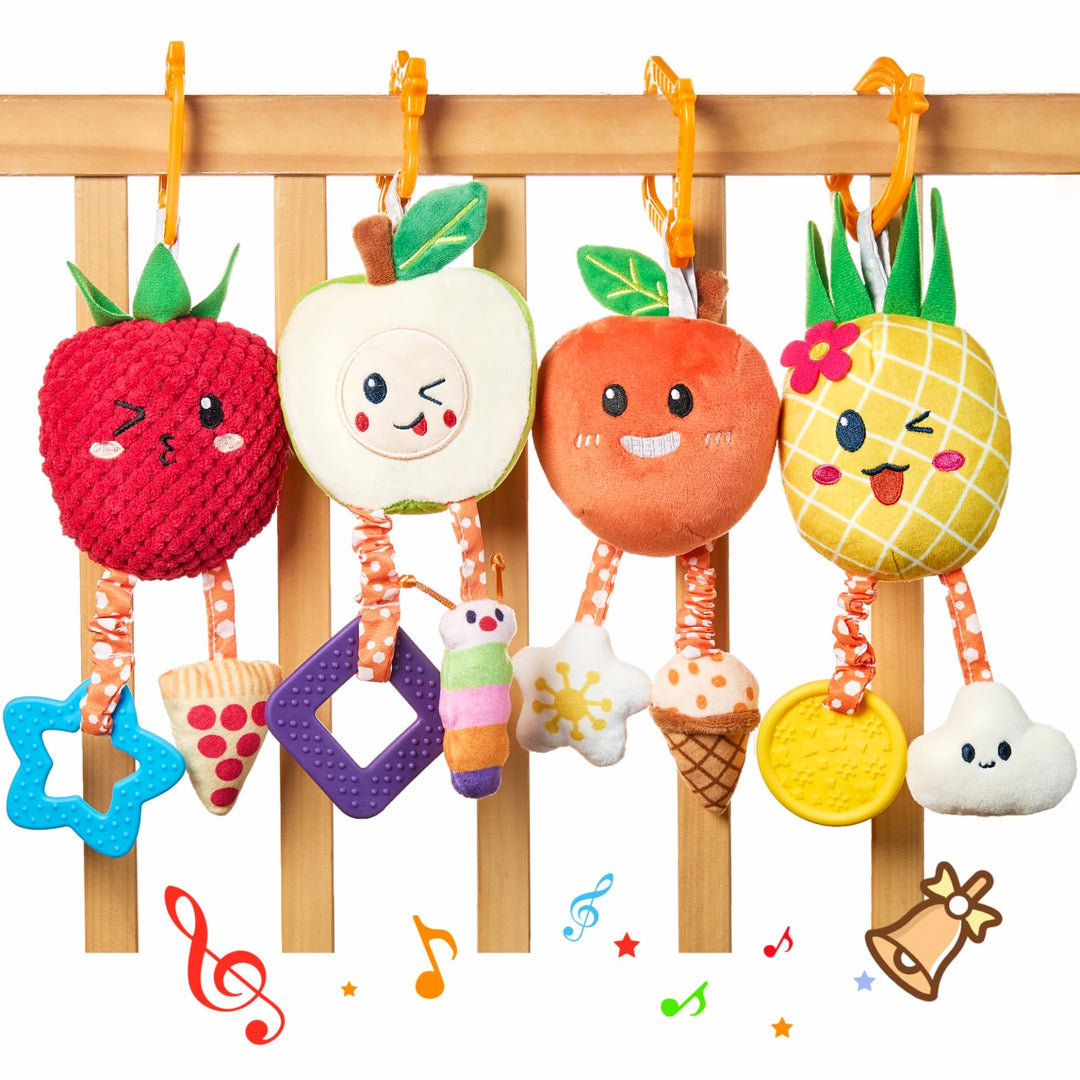 OR OR TU Baby Spielzeug 0 3 6 9 12 Monate Kinderwagenkette with Beissringen Glocke 4Stück Niedliche