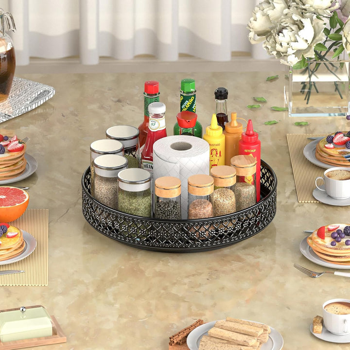 EKNITEY Lazy Susan Drehteller Organizer – 33 cm drehbares Gewürzregal, Metall, Gewürzaufbewahrung fü