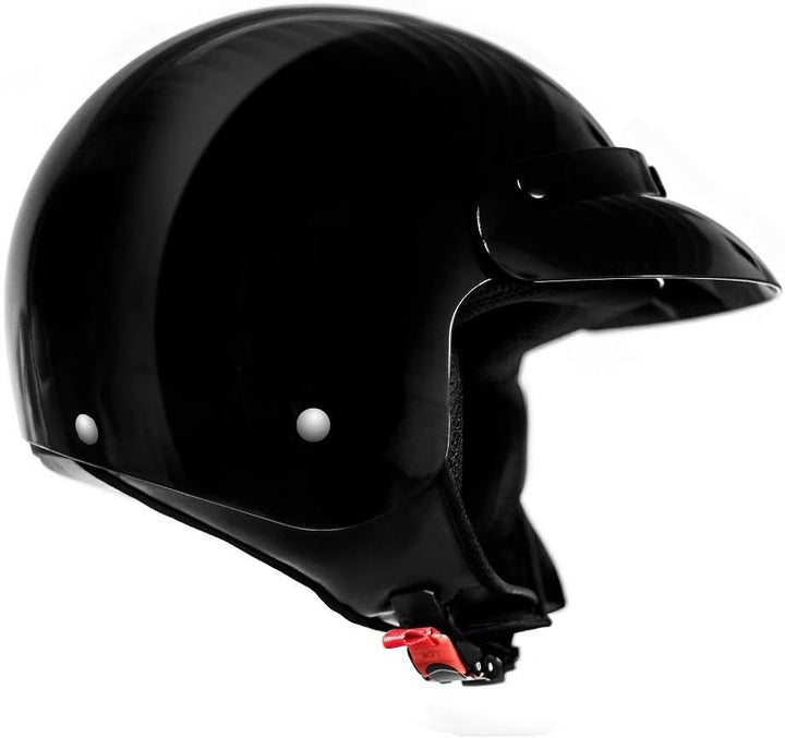 ATO-Moto Classic Jethelm in Schwarz glänzend - extrem leicht - aktuelle Sicherheitsnorm ECE 2205 - G