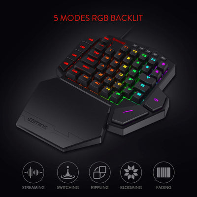 Redragon K585 DITI Einhand RGB Mechanische Gaming-Tastatur, Blaue Schalter, Typ-C Professionelle Gam