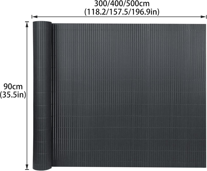 PVC Sichtschutzmatte Sichtschutzzaun 90x800CM, Anthrazit, Outdoor Sichtschutz mit verstärkten Lamell