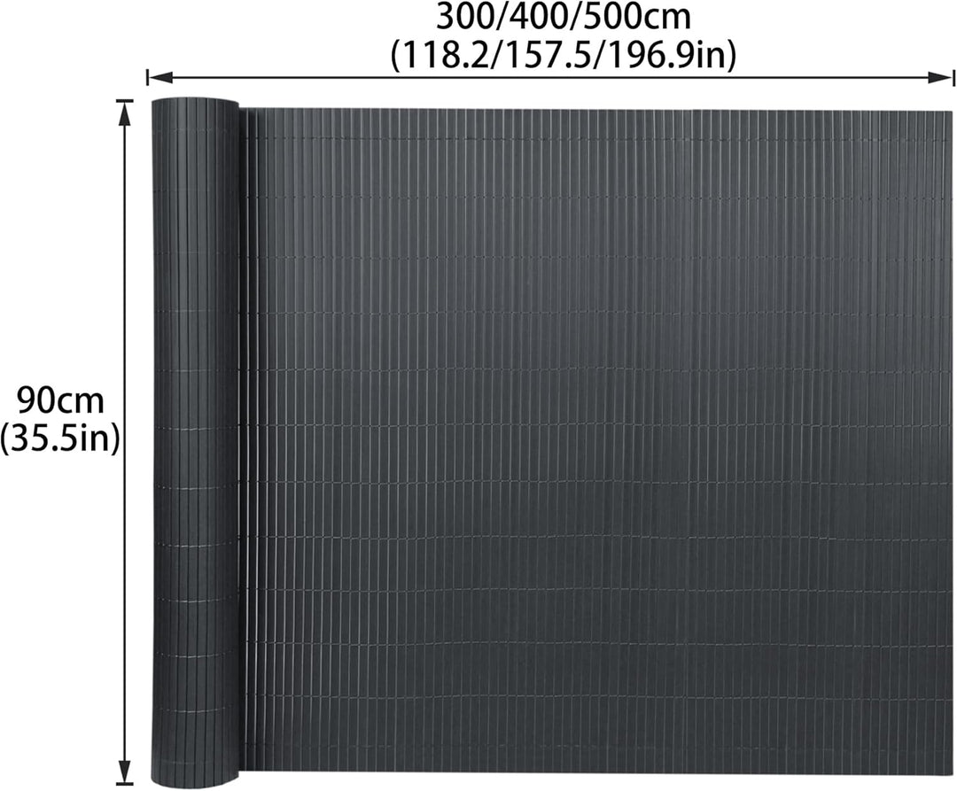 PVC Sichtschutzmatte Sichtschutzzaun 90x1000CM, Anthrazit, Outdoor Sichtschutz mit verstärkten Lamel