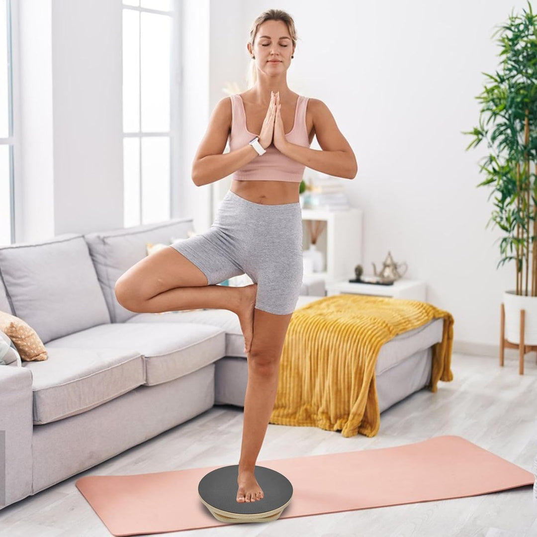 Ab Twister Board für Übungen, Wooden Balance Twist Board, Core Waist Trainer, Body Toning Disc, trag