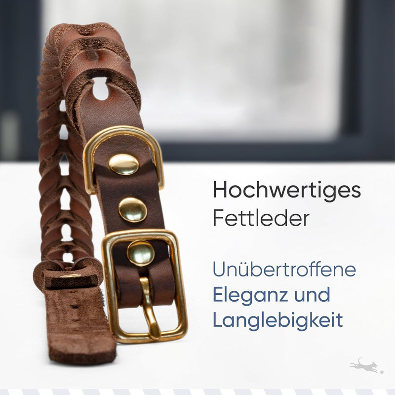 FREUDENTIER Hundehalsband geflochten aus Leder - Handmade in Holland - AlsterTwist Kollektion aus 10
