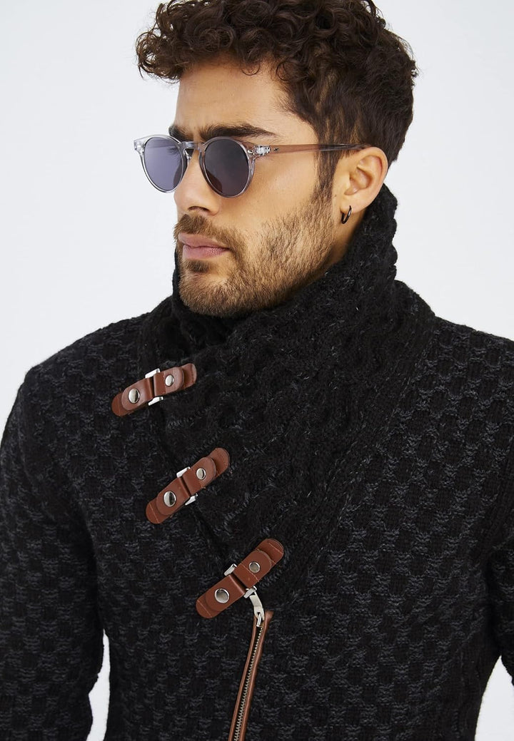 Leif Nelson Herren Strickjacke mit Reissverschluss in Regular Fit, Männer Cardigan in Langarm Design