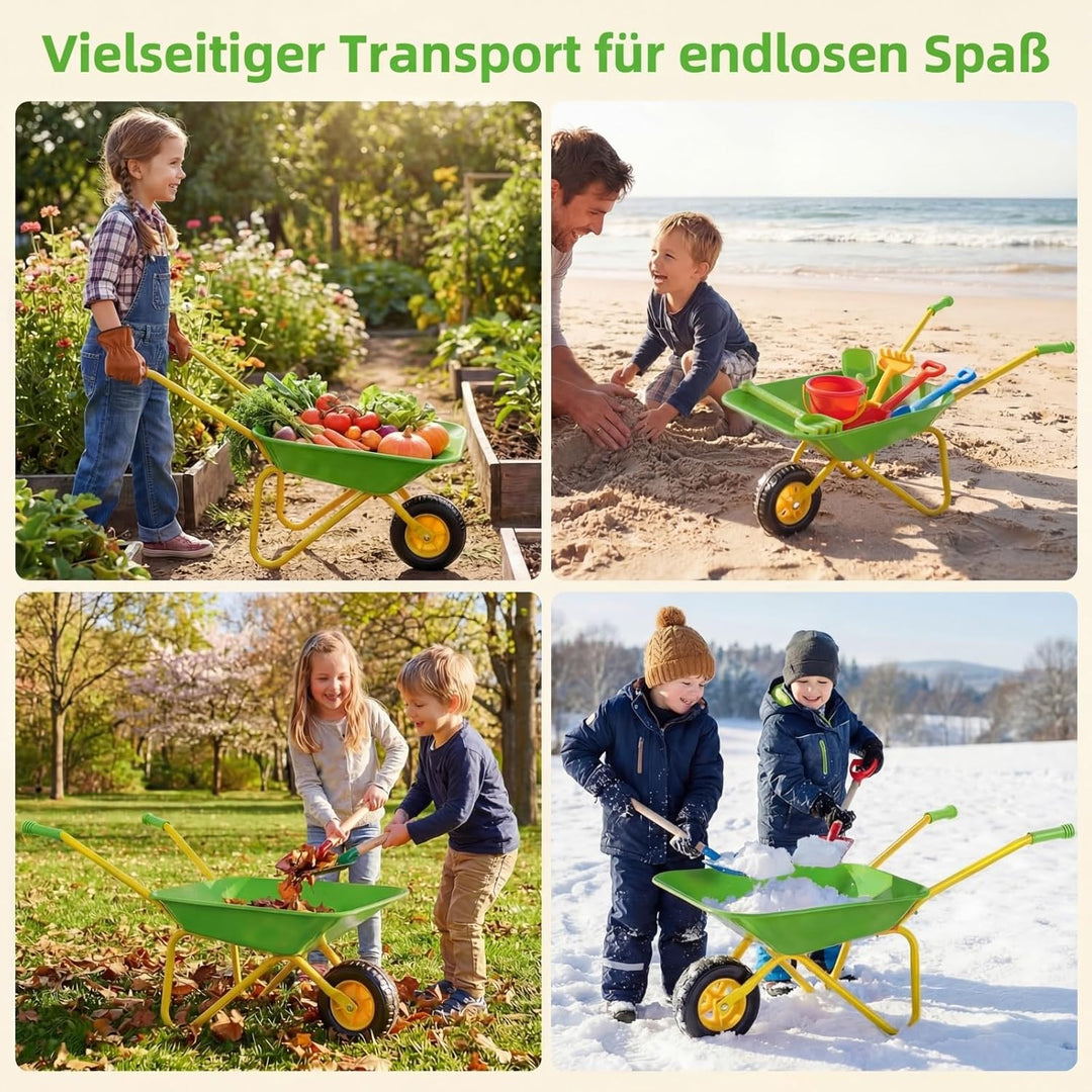 COSTWAY Schubkarre Kinder, Metallschubkarre bis zu 10 kg belastbar, Spielzeugschubkarre für Kinder a