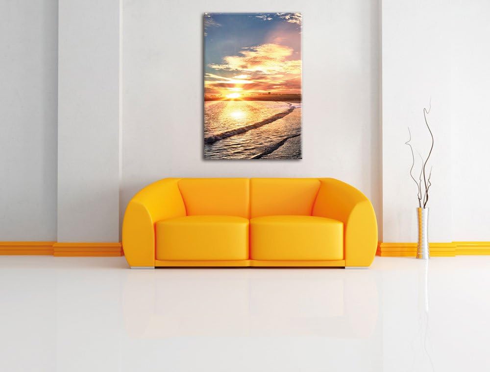 Los Angeles Beach, Format: 100x70 auf Leinwand, XXL riesige Bilder fertig gerahmt mit Keilrahmen, Ku