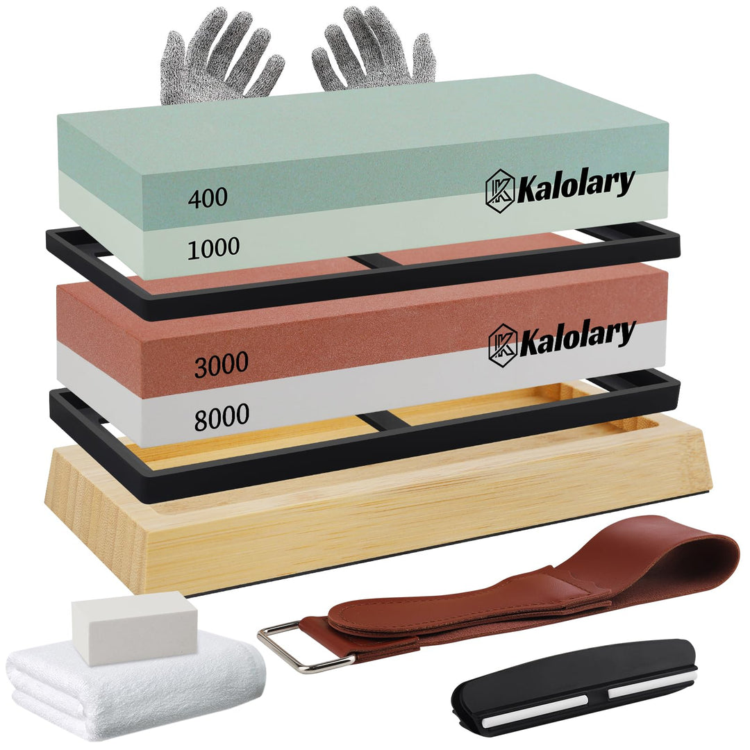 11 Stücke Diamant Schleifstein Set, Kalolary Messerschärfer Doppelseitig Körnung 400/1000, 3000/8000