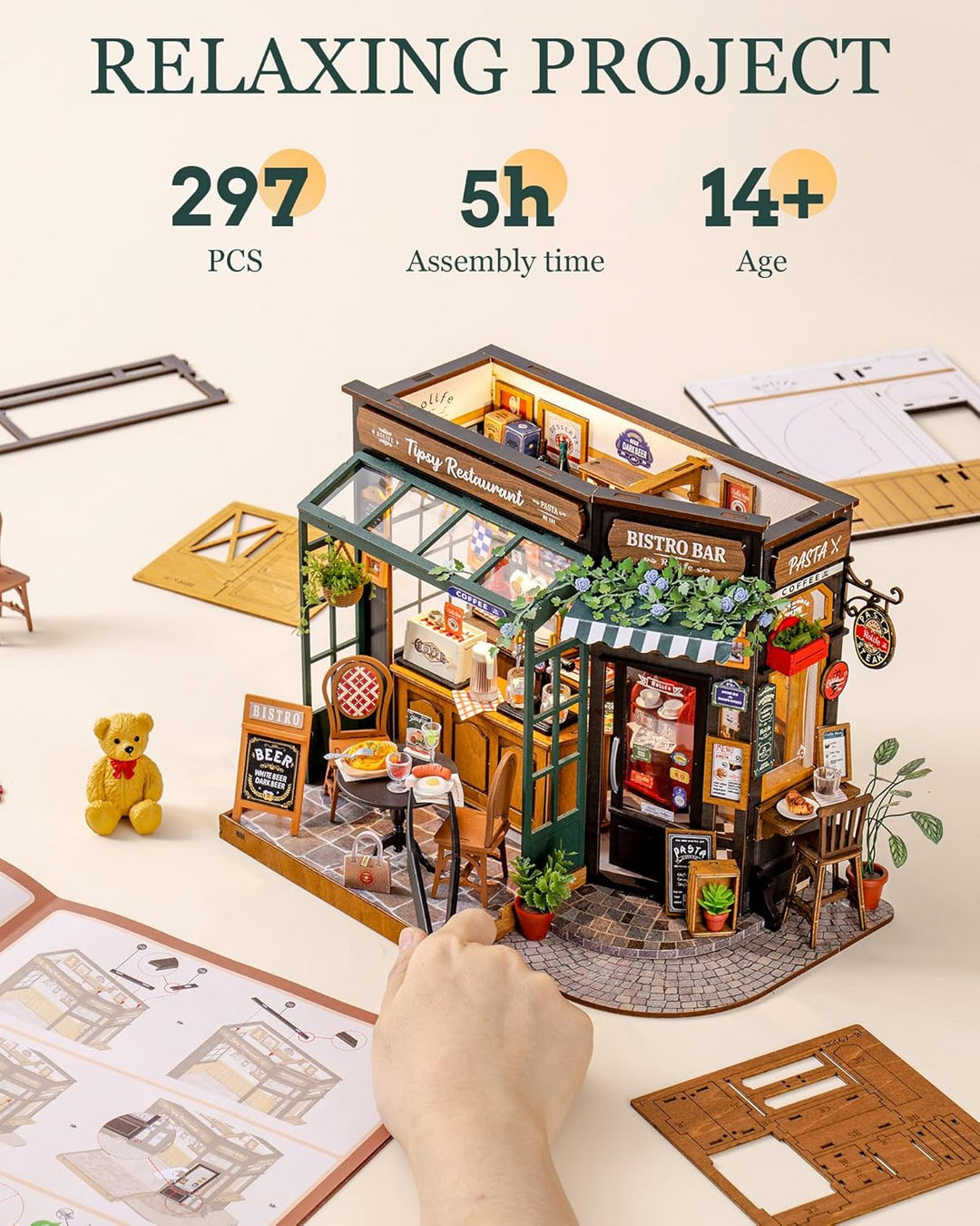 Rolife Miniatur Haus Selber Bauen Tipsy Restaurant - DIY Puppenhaus Tiny House Bausatz Mini Haus Hom