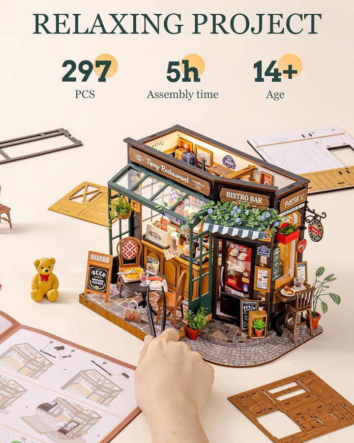 Rolife Puppenhaus Tipsy Restaurant DIY Miniatur Haus Kit Miniatur Café Puppenhaus Modellkit Wohnkult