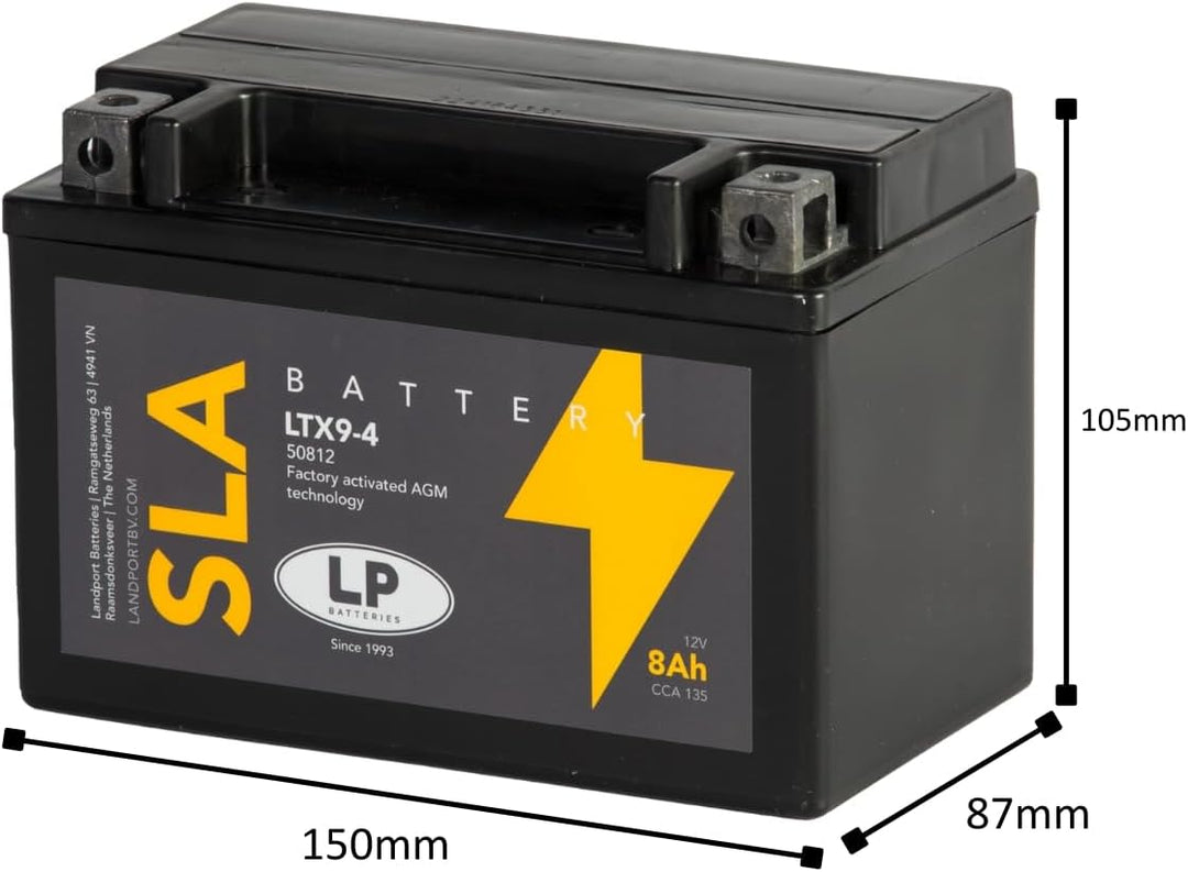 Landport Gel Roller- u. Motorradbatterie GTX9-4 (YTX9-BS Gel) DIN 50812