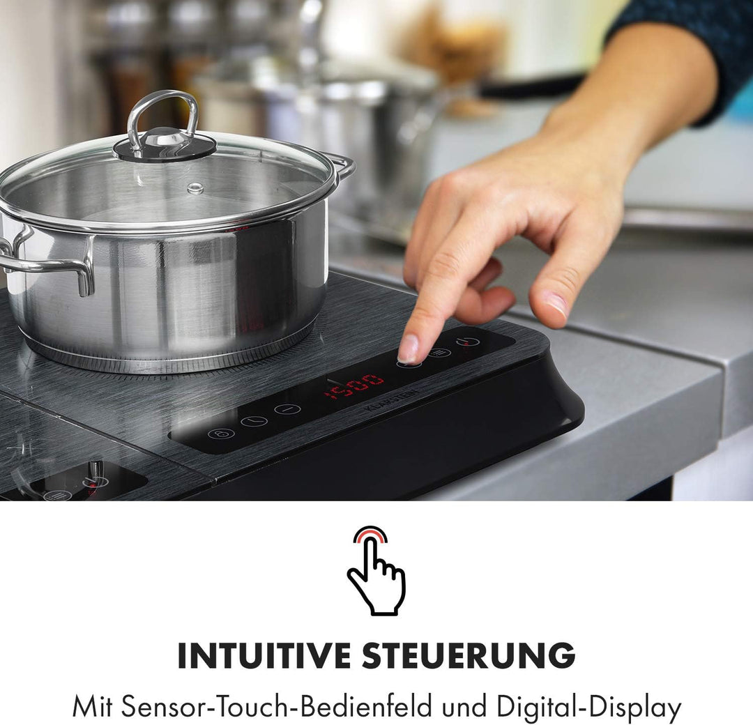 Klarstein InnoChef - Doppel-Induktionskochfeld, mobiles Kochfeld, 3400 W, Touch Control, Topfsensor,