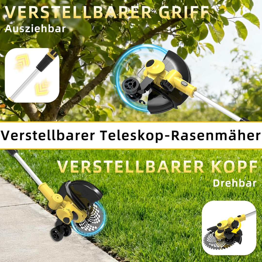 21V Akku Rasentrimmer mit Akku Freischneider Elektrischer 6-In-1 Akku Motorsense Rasentrimmer Mit 2