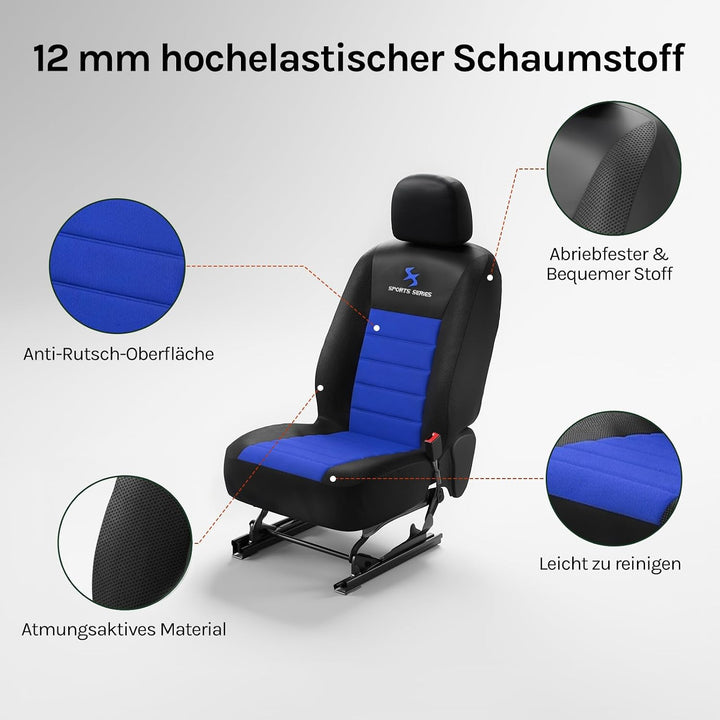 WOLTU AS7256-2 2er Sitzbezüge Auto Einzelsitzbezug universal Grösse, Komplettset, blau, Blau