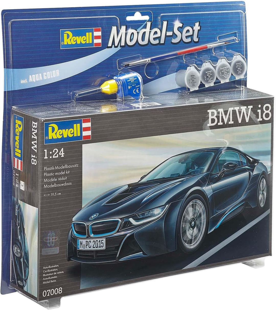 Revell Modellbausatz Auto 1:24 - BMW i8 im Massstab 1:24, Level 4, originalgetreue Nachbildung mit v