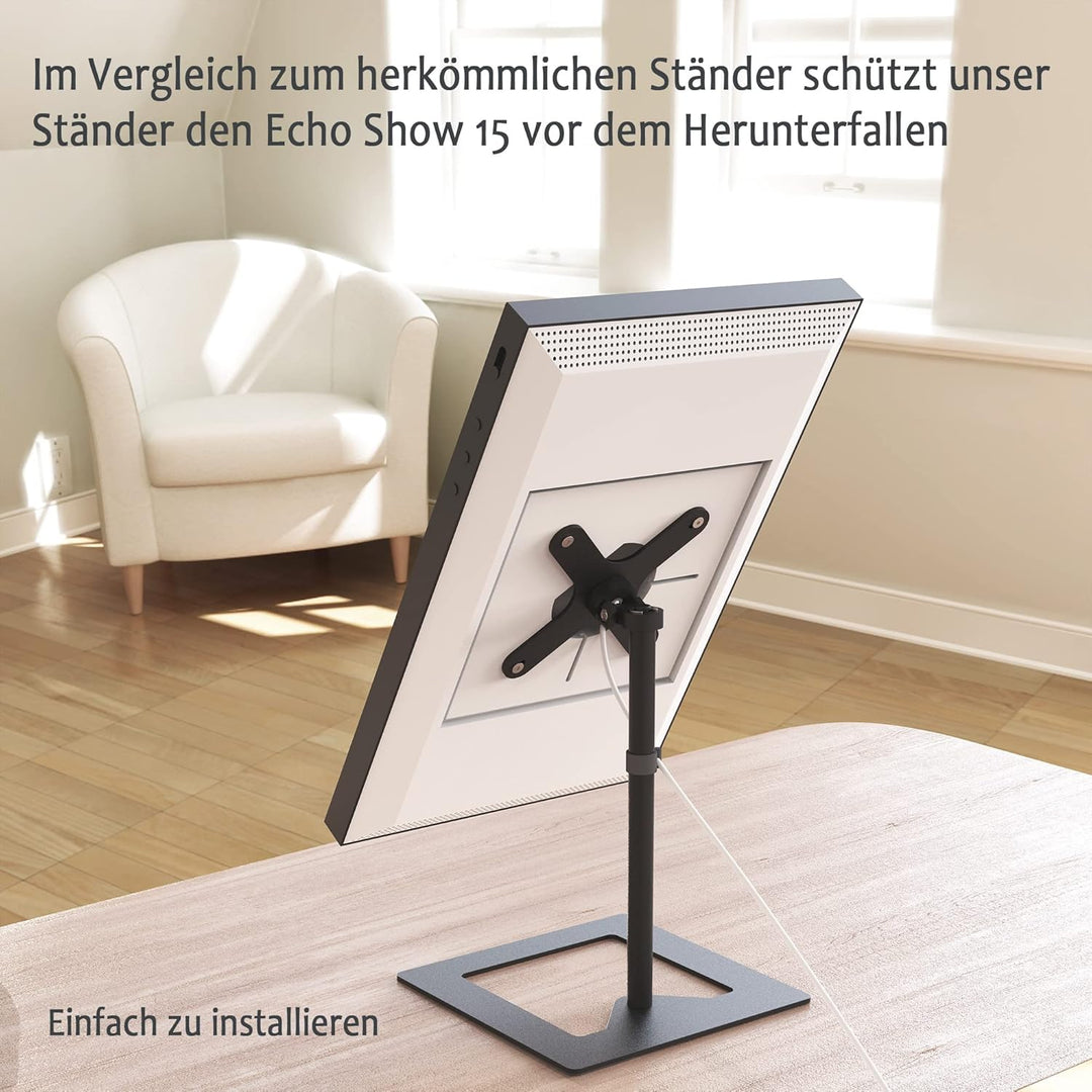 Verstellbarer Metall ständer für die Echo Show 15, Kostenlos um 360° neig- und schwenkbar,15,6 inch