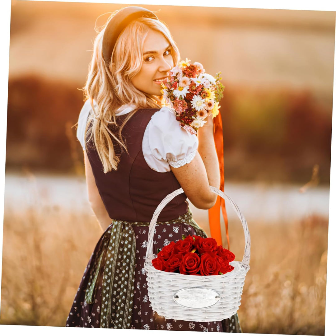 1 Stück Blumenkorb Handgewebte Körbe Für Hochzeiten Weidenkorb Baby-Seegras-Rattankorb Hochzeitskorb