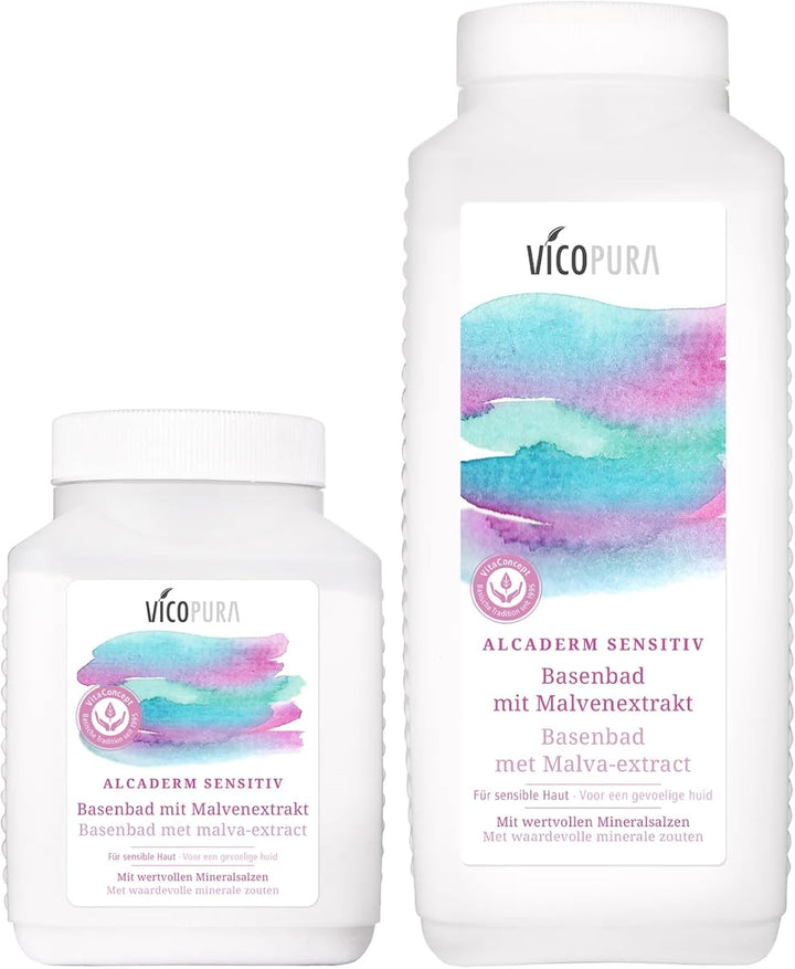 VICOPURA Basenbad MALVA sensitiv, Pflegebad für trockene, schuppige, irritierte Haut, mit Malvenextr