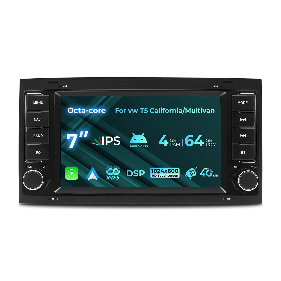 8-Core Autoradio für vw T5 California/Multivan 2003-2012, 7-Zoll Radio Stereo 4G+64G Head Unit mit W
