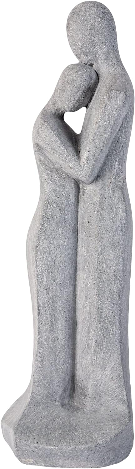 IDYL Moderne Skulptur Figur Sandsteinguss Liebespaar | wetterfest | grau | 15x14x45 cm | Dekoration