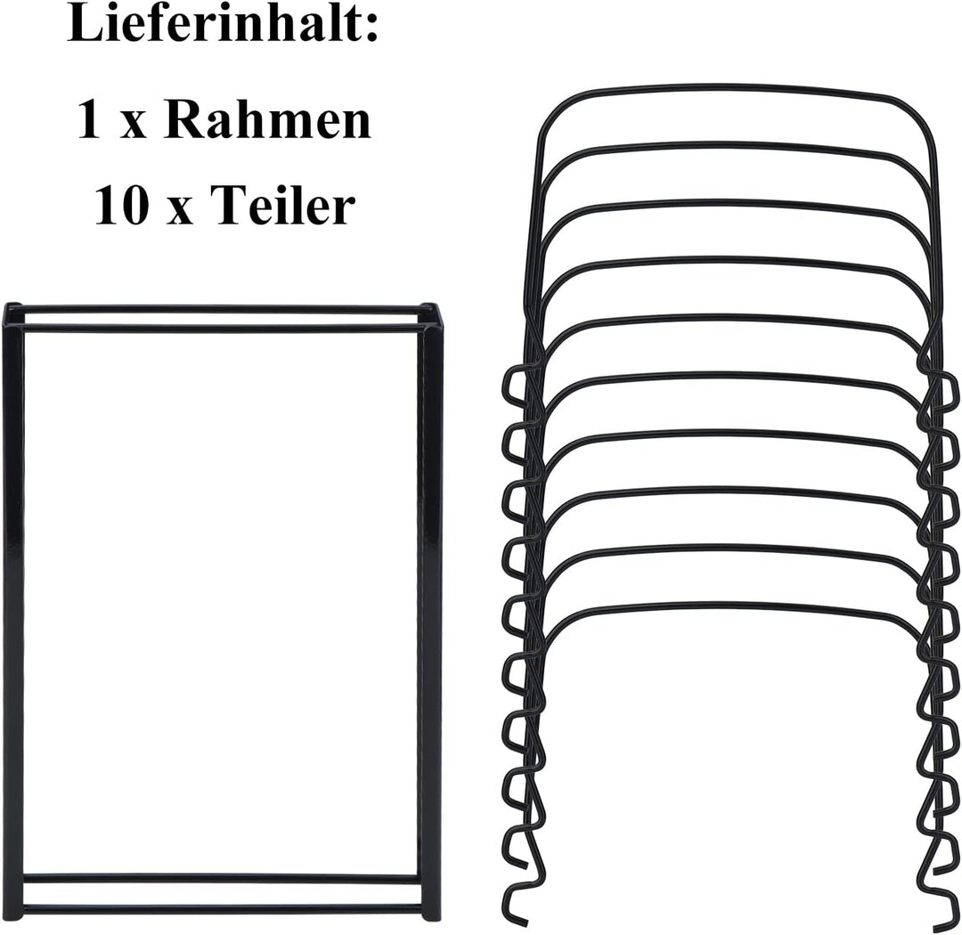 Toplife Deckelorganizer für Teller, Deckelhalter mit 10 verstellbaren Teiler, Abtropfgestell, Küchen