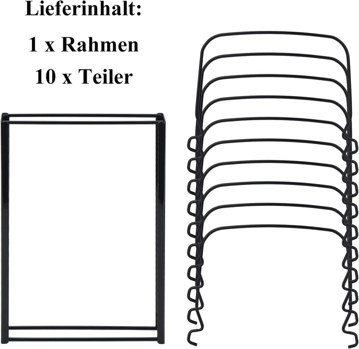 Toplife Deckelorganizer für Teller, Deckelhalter mit 10 verstellbaren Teiler, Abtropfgestell, Küchen