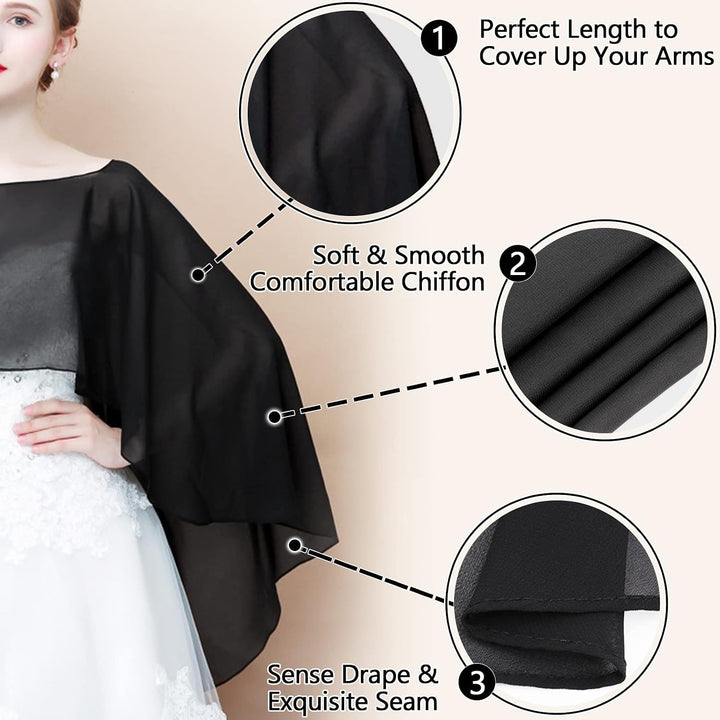 Ladiery Sheer Chiffon Capes Weiche Capelets für Frauen, leichte Tücher und Wraps für Abendpartykleid