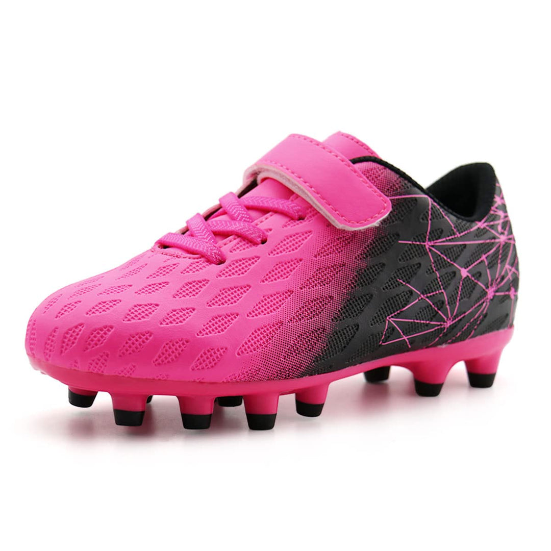 JABASIC Kids Firm Ground Fussballschuhe Jungen Mädchen Sportliche Fussballschuh 27 EU Fuchsia Schwar