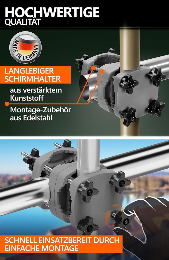 4smile Sonnenschirm Balkon SunnyShade - Sonnenschutz Balkon 3-in-1 SET, UPF 50+ Sonnenschirm rechtec