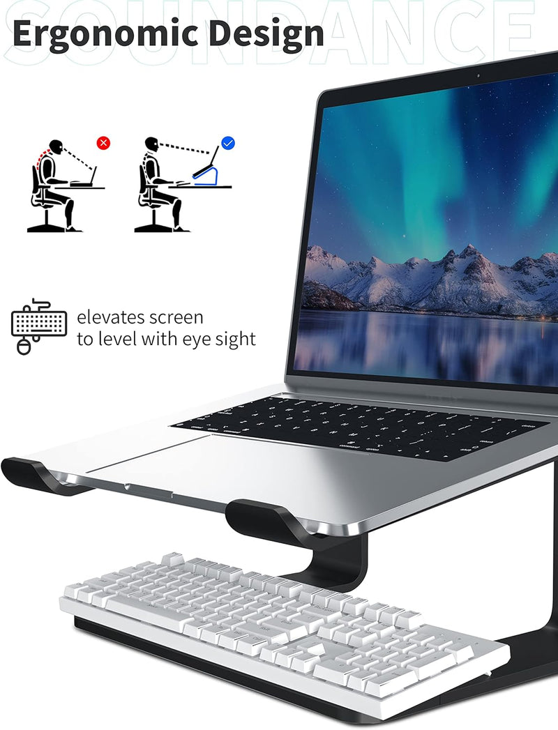 SOUNDANCE Laptop-Ständer, Aluminium-Computer-Erhöhung, ergonomischer Laptop-Ständer für den Schreibt