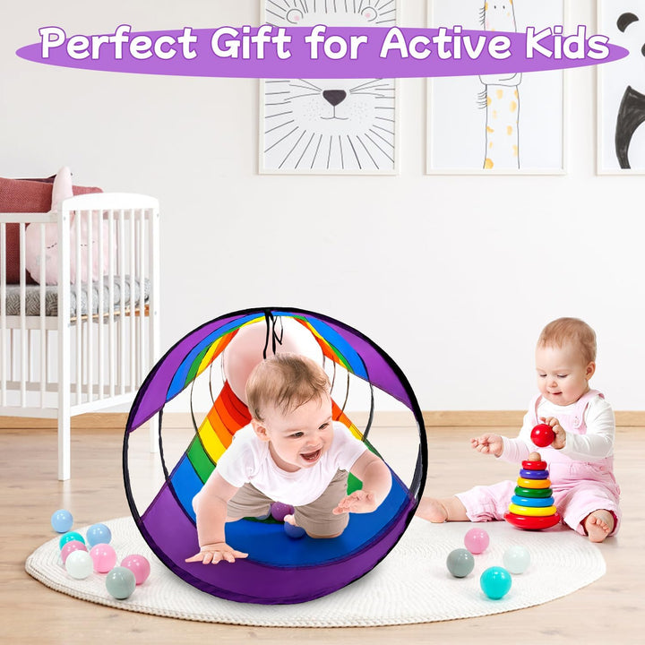 Kinder-Spieltunnel für Kleinkinder, gross, 53,3 cm, buntes Regenbogen-Pop-Up-Krabbelzelt für Baby od