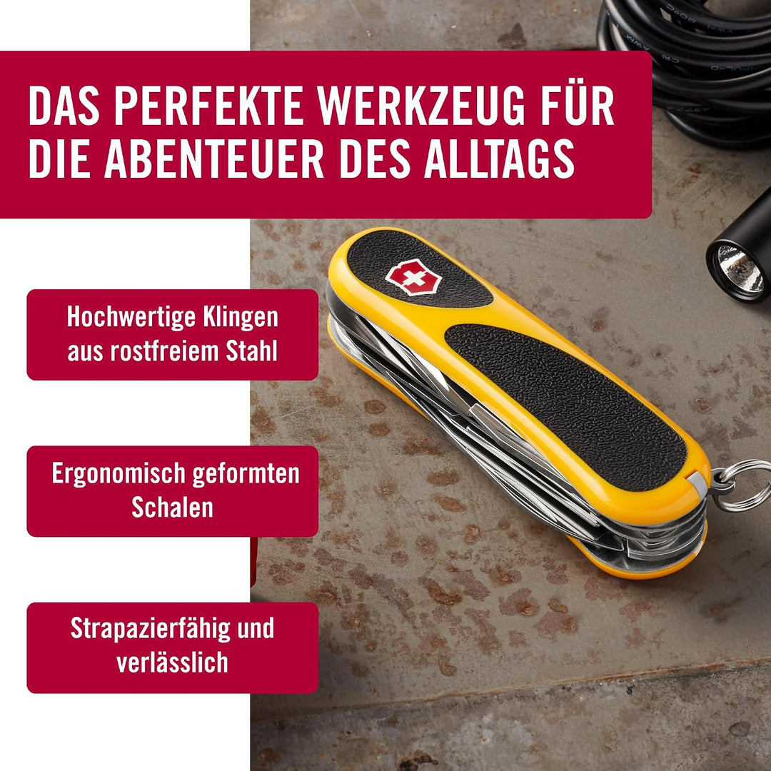 Victorinox Taschenmesser Evolution 18 (15 Funktionen, Ergonomisch, Klinge, Nagelfeile) Gelb/Schwarz,