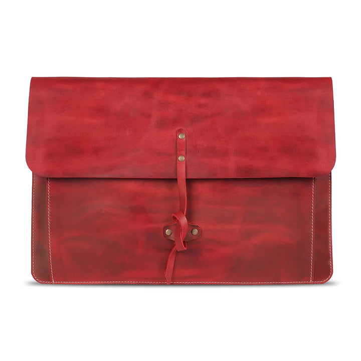 Londo Real Grain Leather MacBook Pro Case with Front Pocket & Flap Closure (Rot, 13 Zoll), OTTO502 R