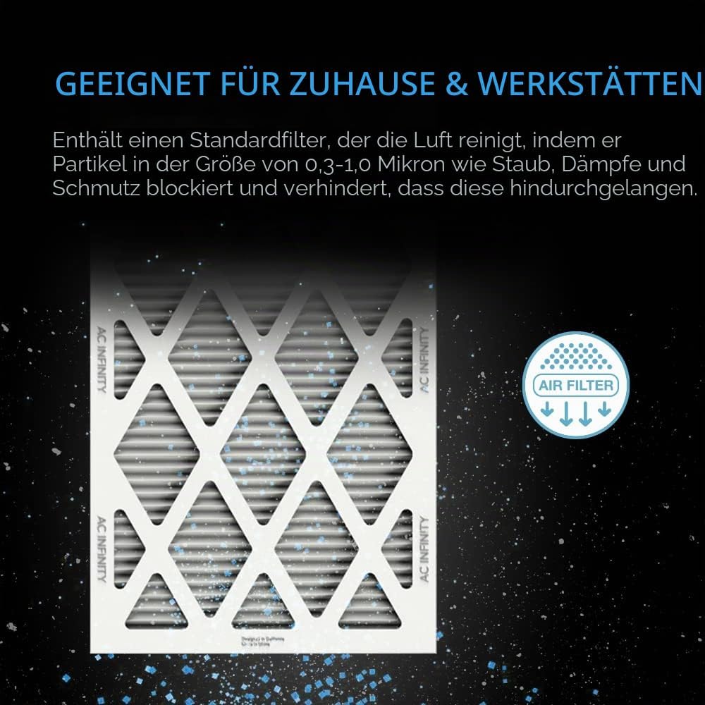 AC Infinity Inline-Filterbox, 200mm, mit hocheffizientem Filter, HVAC-Filter-Set, passend für 200mm