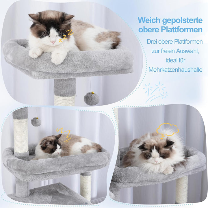Hey-brother XXL Kratzbaum für gross Katzen, 180 cm hoch Stabil Katzenbaum mit rechts erweitert mit 3