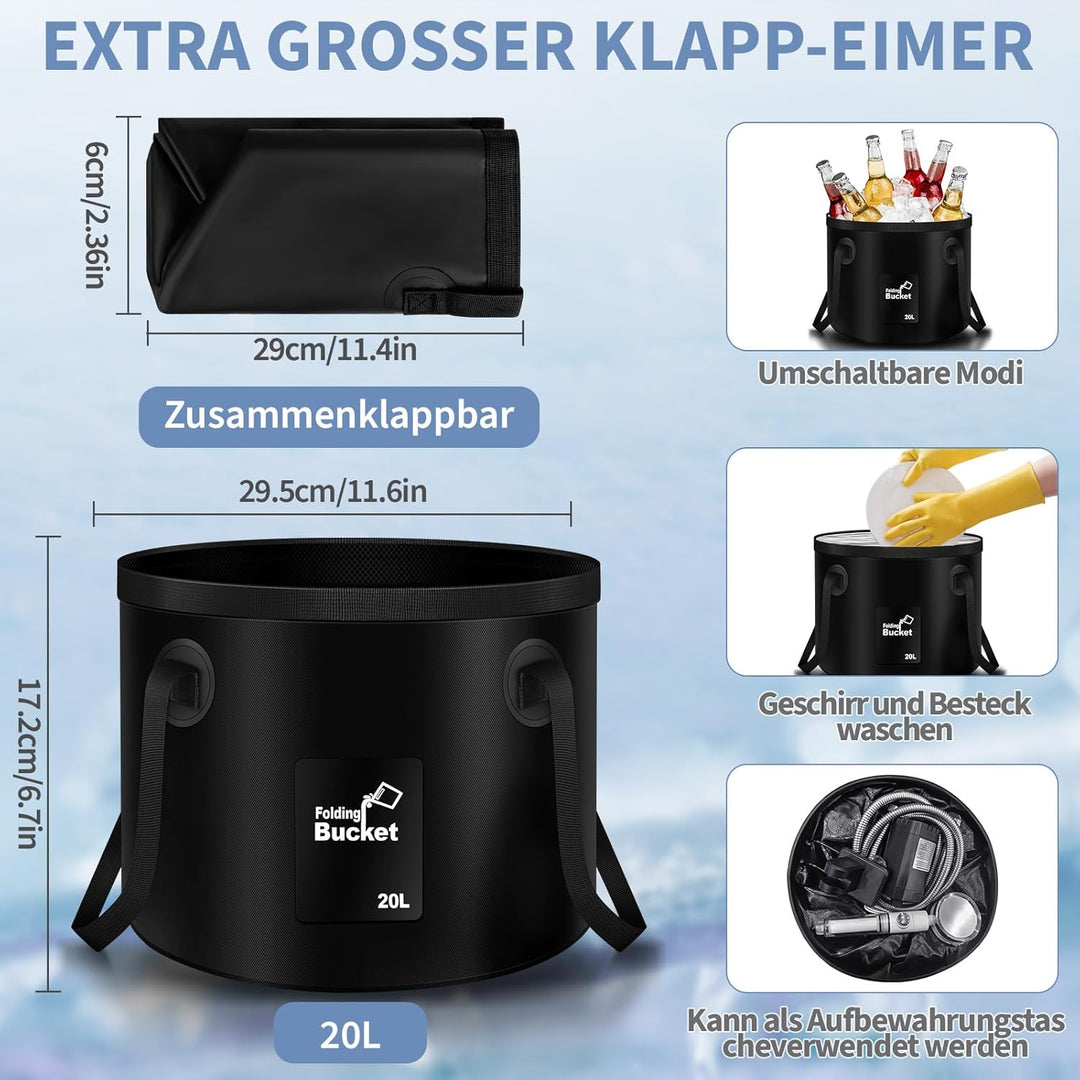 YOOHBERRYS Filterbar Tragbare Campingdusche, 6000 mAh Camping Dusche Outdoor Mobile Dusche mit Tempe